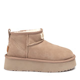 UGG CLASSIC ULTRA MINI KNIT LOGO PLATFORM BOOTS