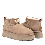 UGG CLASSIC ULTRA MINI KNIT LOGO PLATFORM BOOTS