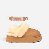 UGG COQUETTE PLATFORM SLIPPER (ELASTIC LOGO & WOOL STRAP )