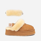 UGG COQUETTE PLATFORM SLIPPER (ELASTIC LOGO & WOOL STRAP )