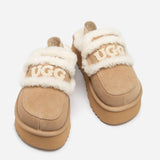 UGG VIOLET SHEARLING PLATFORM SLIPPER (ELASTIC LOGO) ( DETACHABLE FEATURE)
