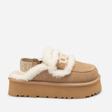 UGG VIOLET SHEARLING PLATFORM SLIPPER (ELASTIC LOGO) ( DETACHABLE FEATURE)