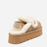 UGG VIOLET SHEARLING PLATFORM SLIPPER (ELASTIC LOGO) ( DETACHABLE FEATURE)