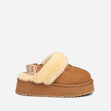 UGG COQUETTE PLATFORM SLIPPER (ELASTIC LOGO & WOOL STRAP )