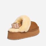 UGG COQUETTE PLATFORM SLIPPER (ELASTIC LOGO & WOOL STRAP )