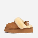 UGG COQUETTE PLATFORM SLIPPER (ELASTIC LOGO & WOOL STRAP )