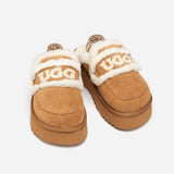 UGG VIOLET SHEARLING PLATFORM SLIPPER (ELASTIC LOGO) ( DETACHABLE FEATURE)