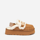 UGG VIOLET SHEARLING PLATFORM SLIPPER (ELASTIC LOGO) ( DETACHABLE FEATURE)