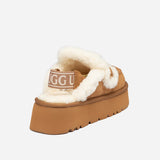 UGG VIOLET SHEARLING PLATFORM SLIPPER (ELASTIC LOGO) ( DETACHABLE FEATURE)