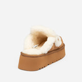 UGG VIOLET SHEARLING PLATFORM SLIPPER (ELASTIC LOGO) ( DETACHABLE FEATURE)