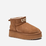 UGG CLASSIC ULTRA MINI KNIT LOGO PLATFORM BOOTS