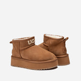 UGG CLASSIC ULTRA MINI KNIT LOGO PLATFORM BOOTS