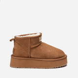 UGG CLASSIC ULTRA MINI KNIT LOGO PLATFORM BOOTS