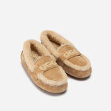 WOMENS VIOLET SHEARLING MOCCASIN SLIPPERS