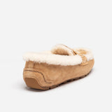 WOMENS VIOLET SHEARLING MOCCASIN SLIPPERS