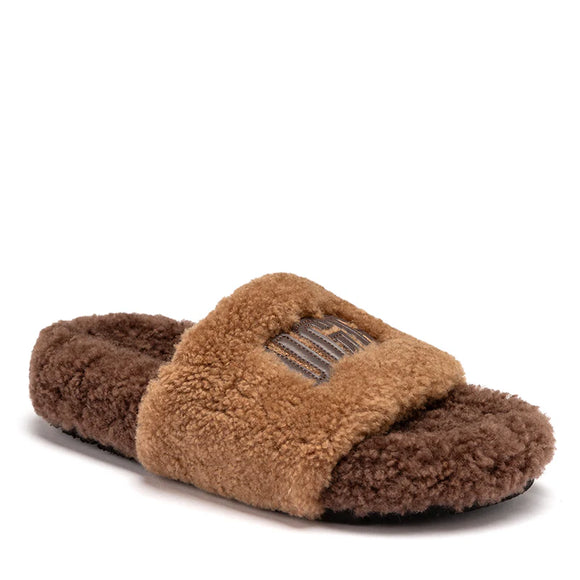 WOMENS UGG ACACIA SHEARLING LOGO SLIPPER